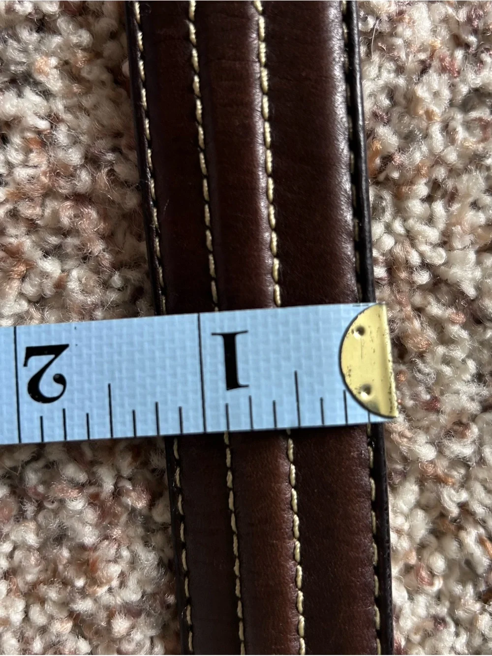 Mens Brown Genuine GrainLeather Belt with Contrast Stitching Size 44